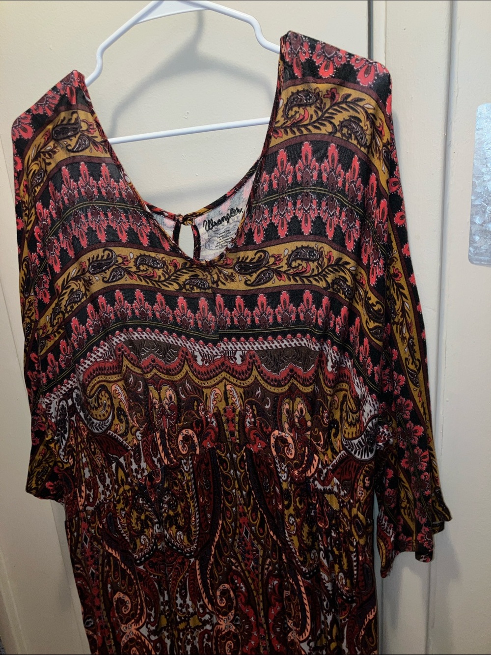 Wrangler Paisley Maxi Dress in Burgundy, Mustard and Black XL - Picture 3 of 4